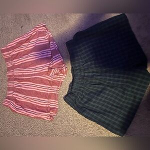 2 women’s shorts designed to look like boxers, 1 pair of women’s sleep shorts.